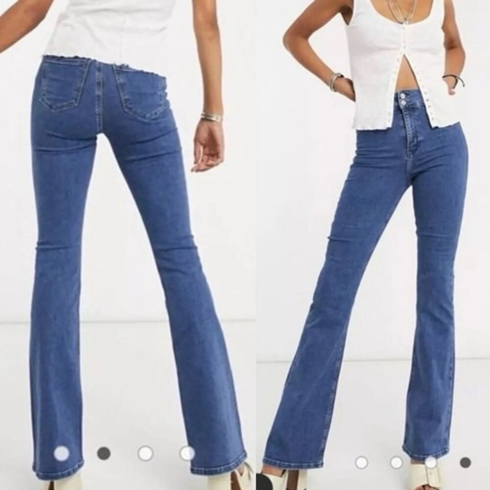 Topshop Three Stretch Flare Jeans High Rise 28 Tall